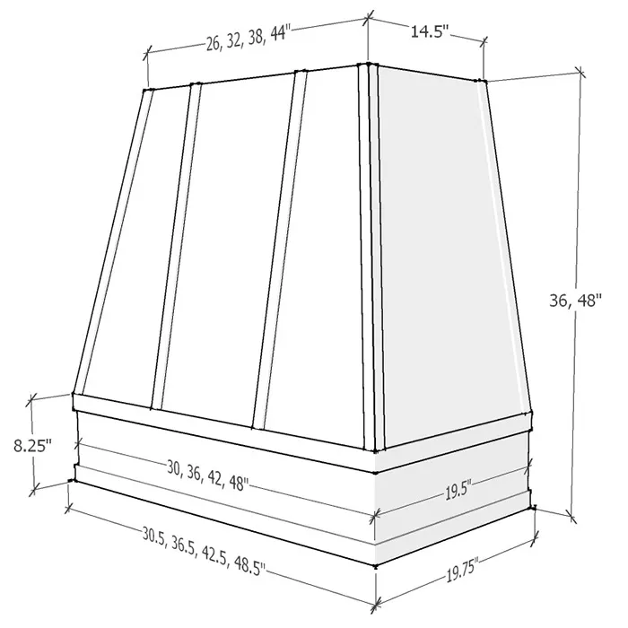 Natural Birch Tapered Hoods · Block Molding Strapped