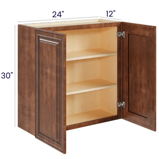 Red Cherry 30" High Wall Cabinets · Double Door