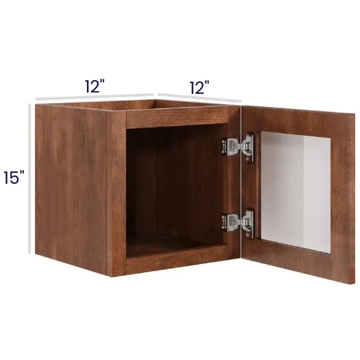 Red Cherry Single Door Stacker Cabinets · 15" Tall · Finished Interior · DOES NOT INCLUDE GLASS