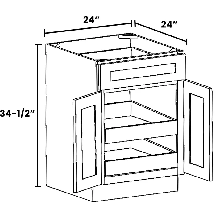 Red Cherry Double Door Single Drawer Bases With Two Rollouts