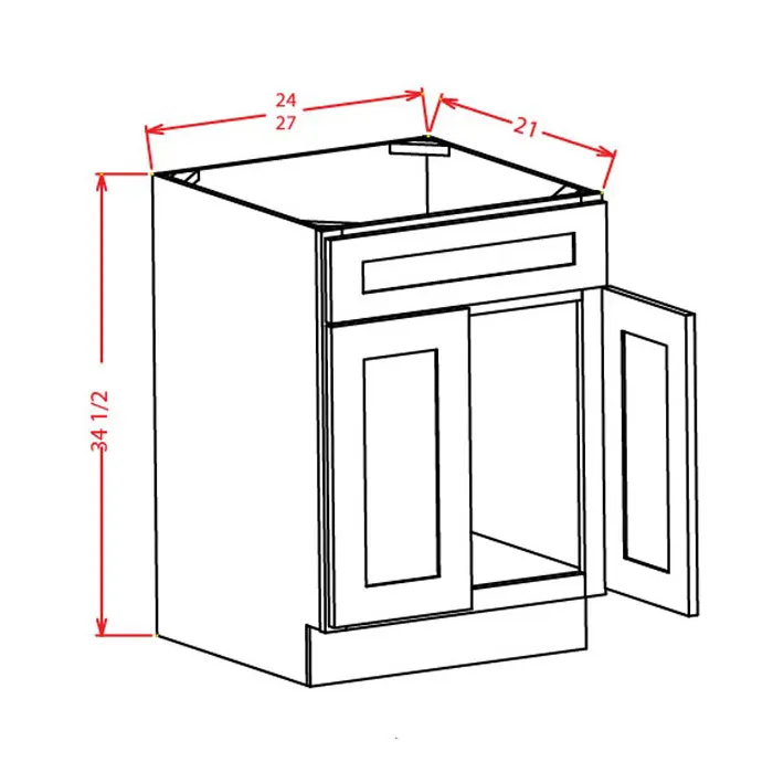 Red Cherry Vanity Sink Base · Double Door Single Drawer Front
