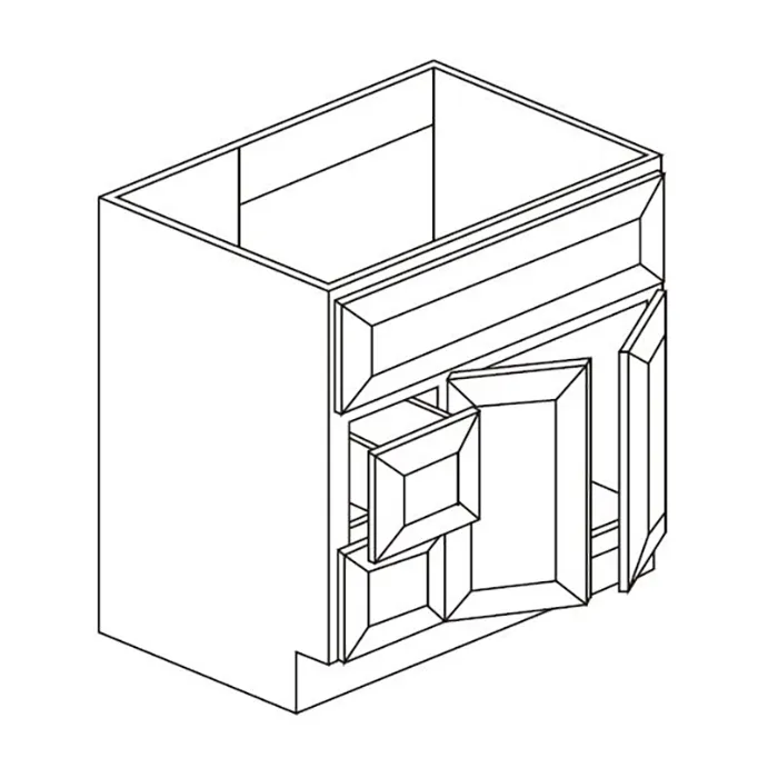 White Shaker Vanity Combo Bases · Doors Right