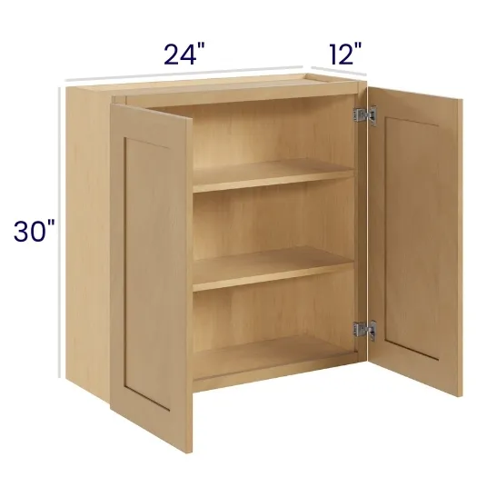 Oak Shaker 30" High Wall Cabinets · Double Door