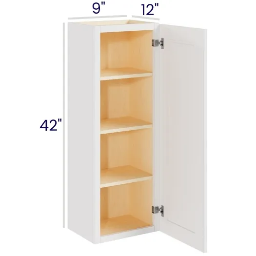 White Shaker 42" High Wall Cabinets · Single Door