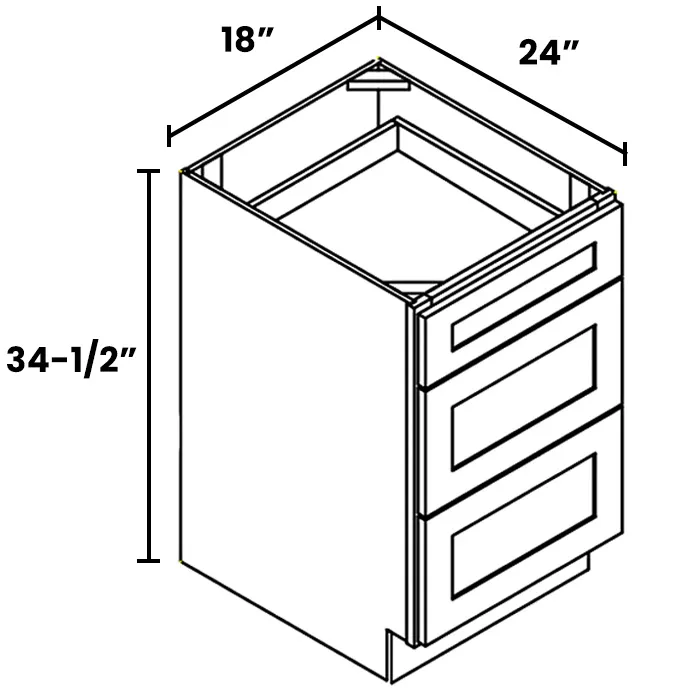 Navy Blue Shaker 3 Drawer Bases