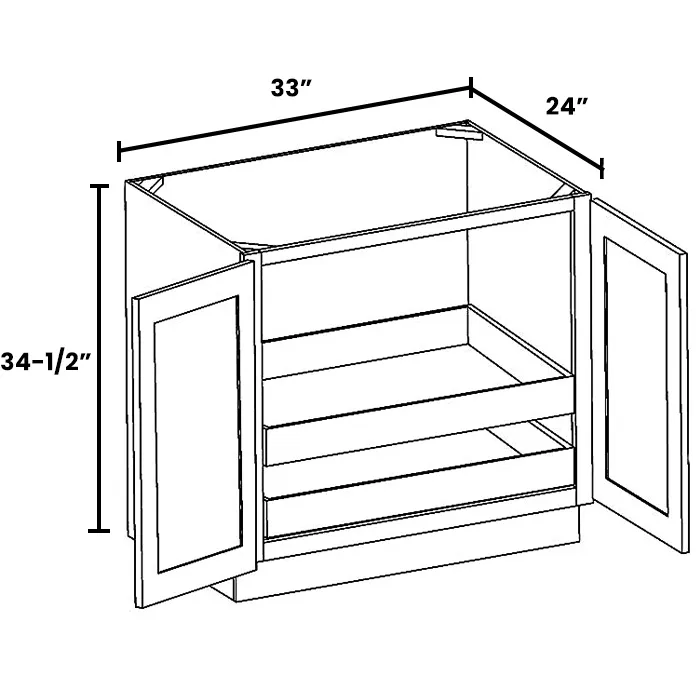Red Cherry Full Height Double Door Bases With Two Rollouts