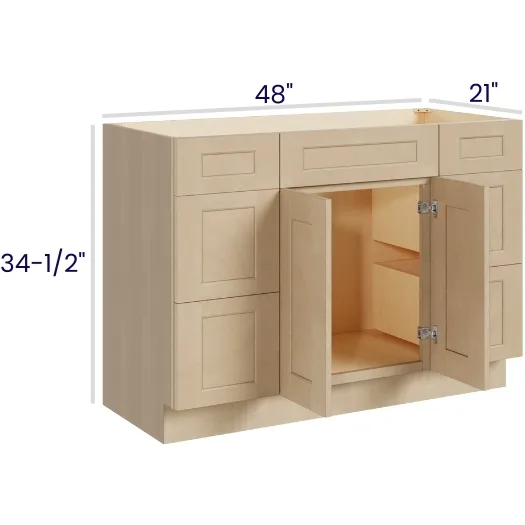 Natural Birch Vanity Double Drawer Base
