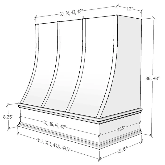 Natural Birch Sloped Hoods · Classic Molding Strapped