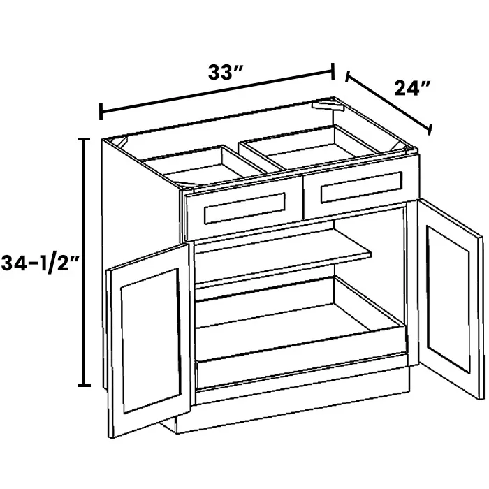 Heather Gray Shaker Double Door Double Drawer Bases With One Rollout
