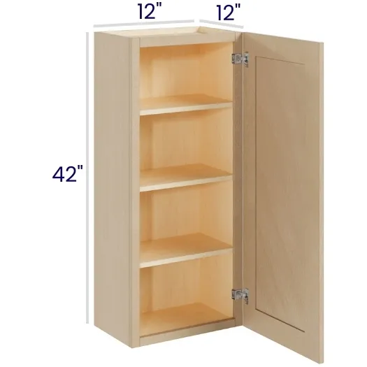 Natural Birch 42" High Wall Cabinets · Single Door