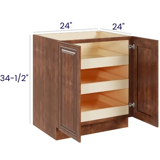 Red Cherry Full Height Double Door Bases With Three Rollouts