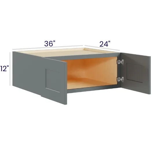 Heather Gray Shaker 36" Refrigerator Wall Cabinets