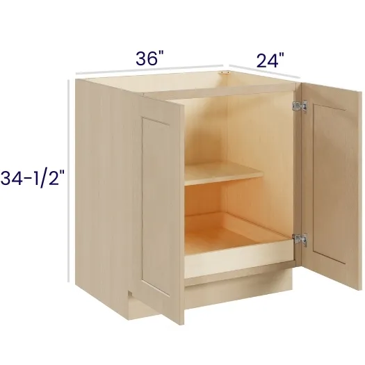 Natural Birch Full Height Double Door Bases With One Rollout
