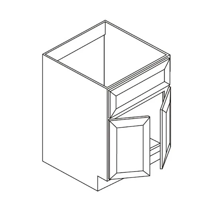 White Shaker Vanity Sink Base · Double Door Single Drawer Front