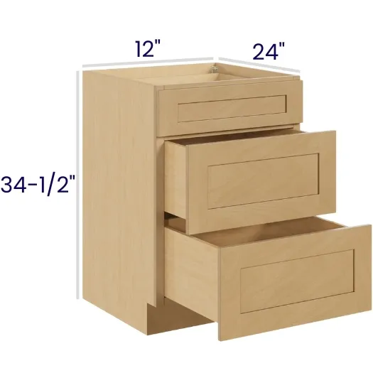 Oak Shaker 3 Drawer Bases