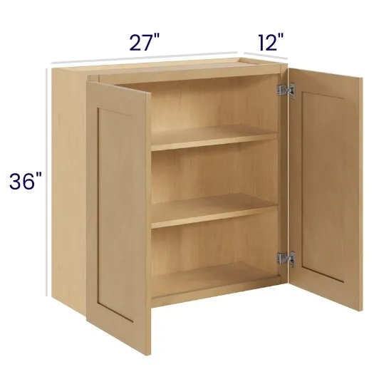 Oak Shaker 36" High Wall Cabinets · Double Door