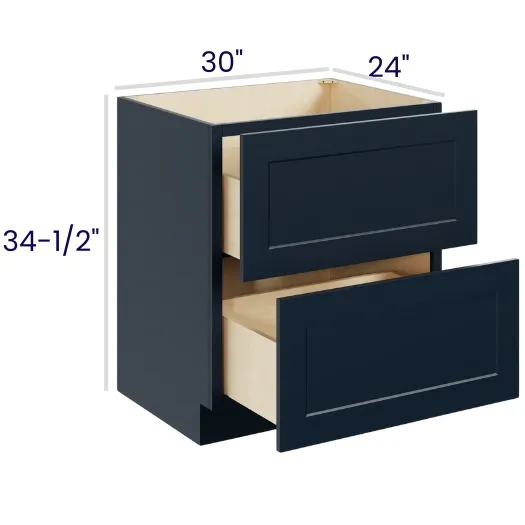 Navy Blue Shaker 2 Drawer Bases