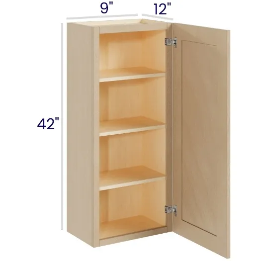 Natural Birch 42" High Wall Cabinets · Single Door