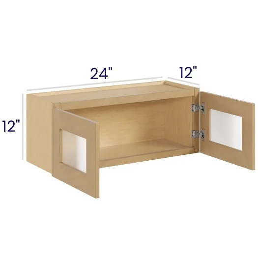 Oak Shaker 12" Tall Double Door Stacker Cabinets with Glass