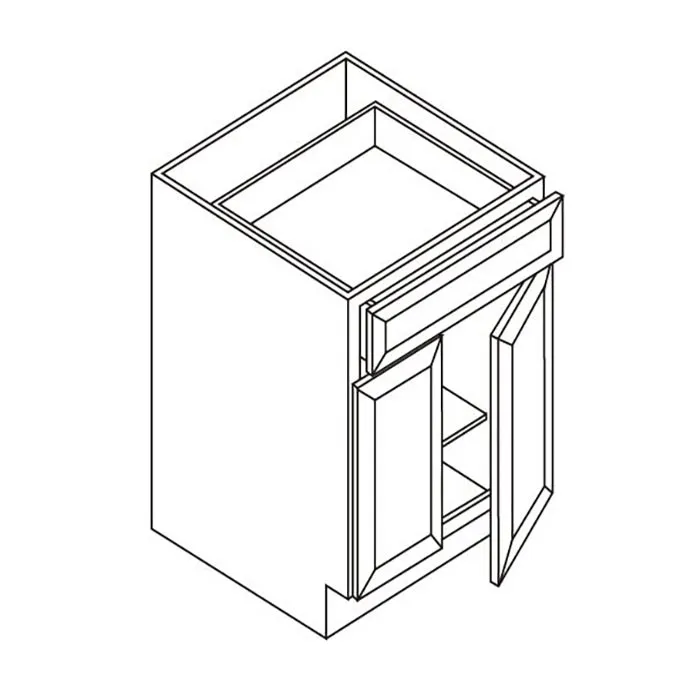 White Shaker Double Door Single Drawer Bases