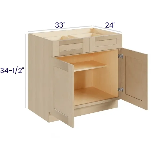 Natural Birch Double Door Double Drawer Bases