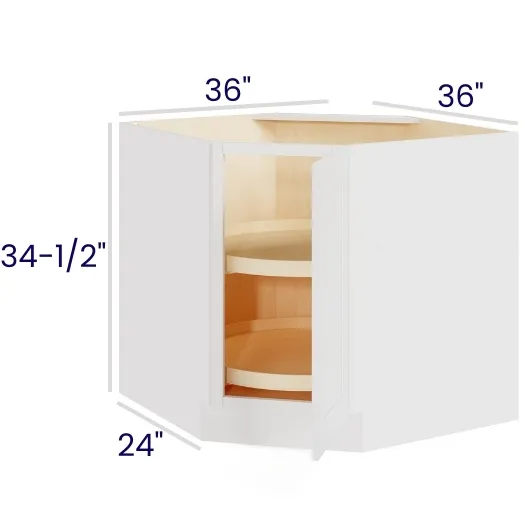 White Shaker Base Corner Diagonal