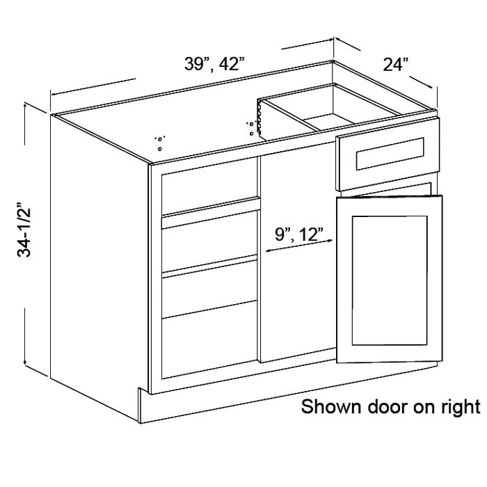 White Shaker Blind Corner Base Right