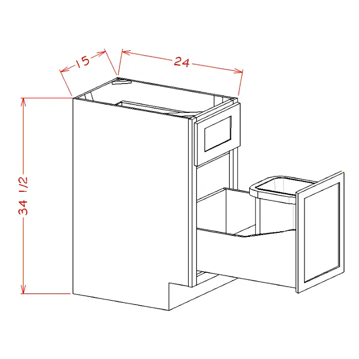 Navy Blue Shaker Waste Basket Pullout Cabinet