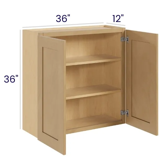Oak Shaker 36" High Wall Cabinets · Double Door
