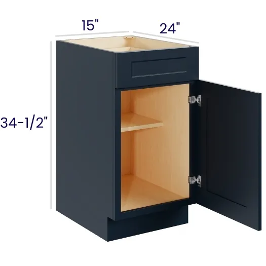 Navy Blue Shaker Single Door Single Drawer Bases