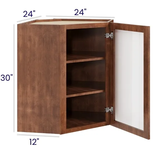 Red Cherry Glass Door Wall Cabinets · Diagonal · Finished Interior · DOES NOT INCLUDE GLASS