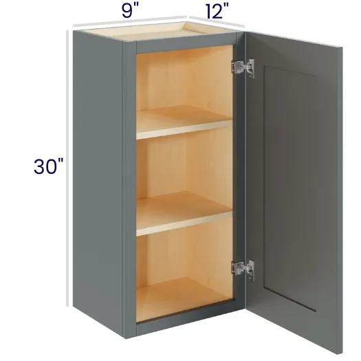 Heather Gray Shaker 30" High Wall Cabinets · Single Door