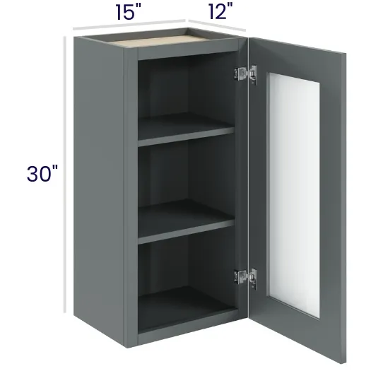 Heather Gray Shaker Glass Door Wall Cabinets · Single Door · Finished Interior · DOES NOT INCLUDE GLASS