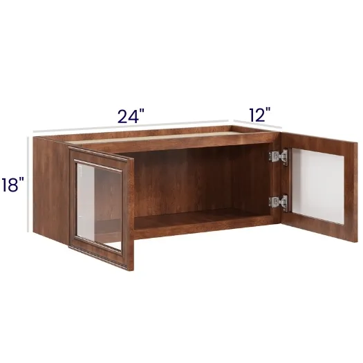 Red Cherry Double Door Stacker Cabinets · 18" Tall · Finished Interior · DOES NOT INCLUDE GLASS