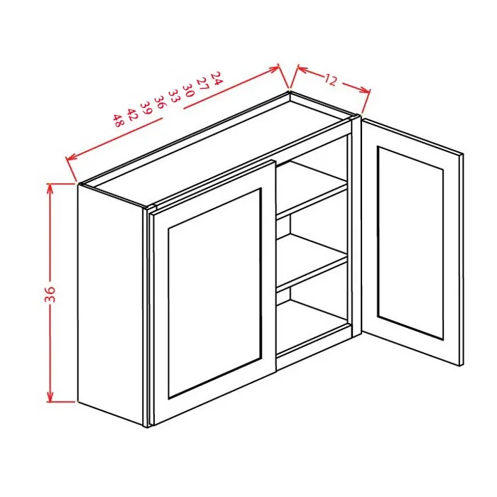 Red Cherry 36" High Wall Cabinets · Double Door