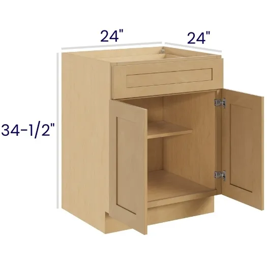 Oak Shaker Double Door Single Drawer Bases
