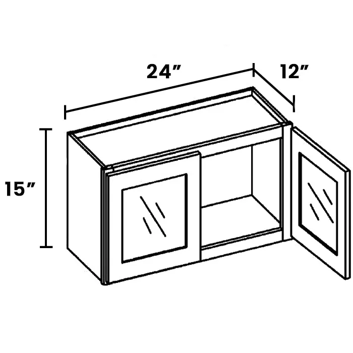 Heather Gray Shaker Double Door Stacker Cabinets · 15" Tall · Finished Interior · DOES NOT INCLUDE GLASS