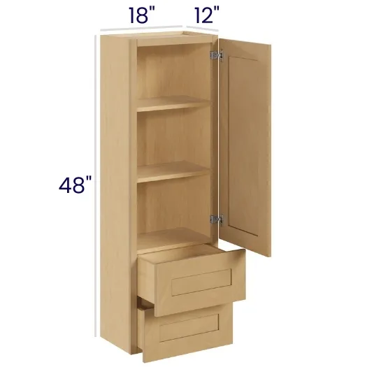 Oak Shaker Wall Cabinets with Drawers
