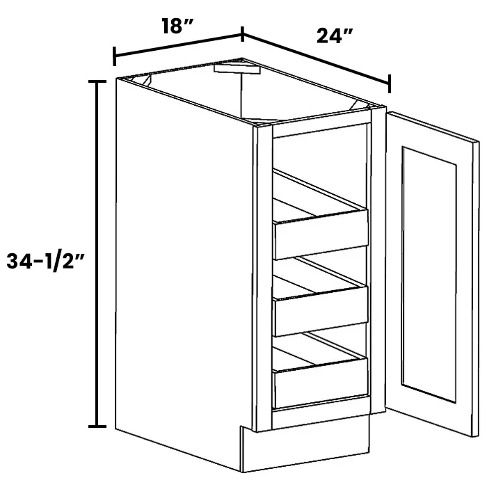Red Cherry Full Height Single Door Bases With Three Rollouts