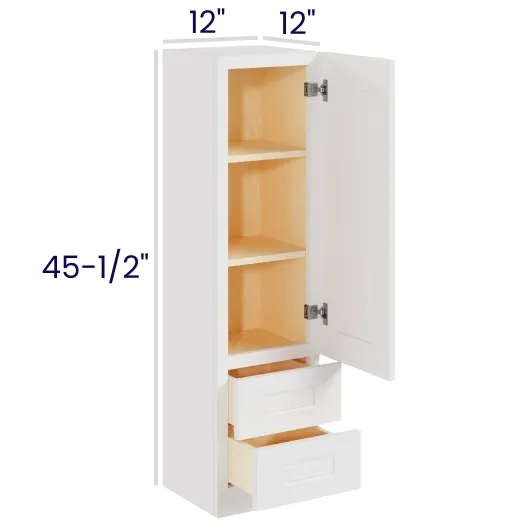 White Shaker Vanity · Countertop Linen Cabinet