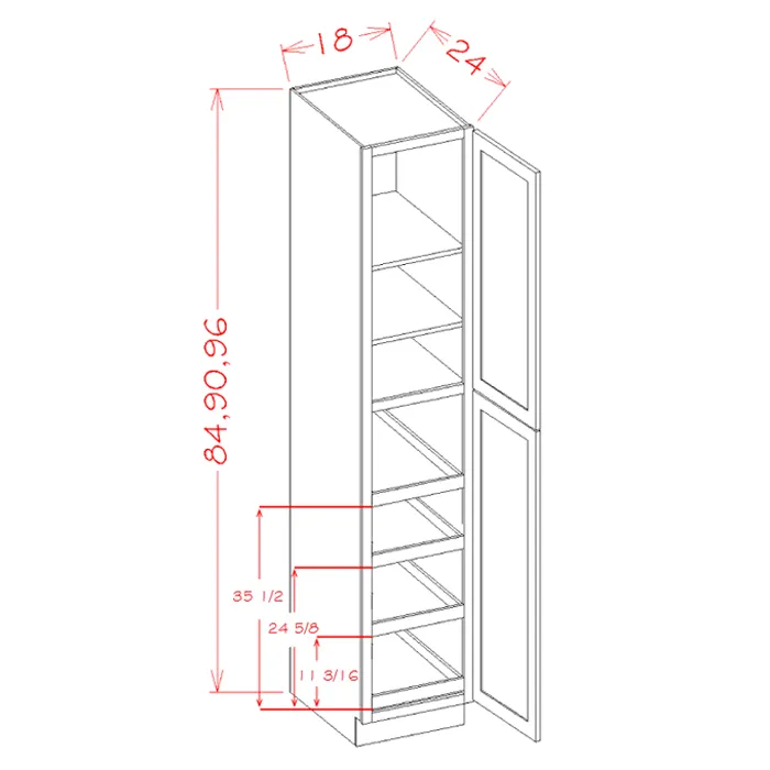 Red Cherry ;"> Pantry Cabinet with Four Rollout Shelves