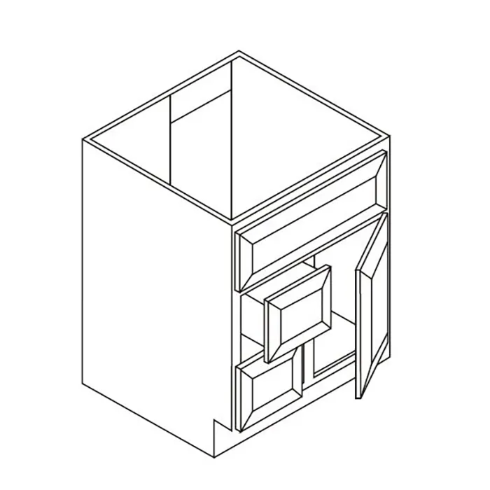 White Shaker Vanity Combo Bases · Doors Right