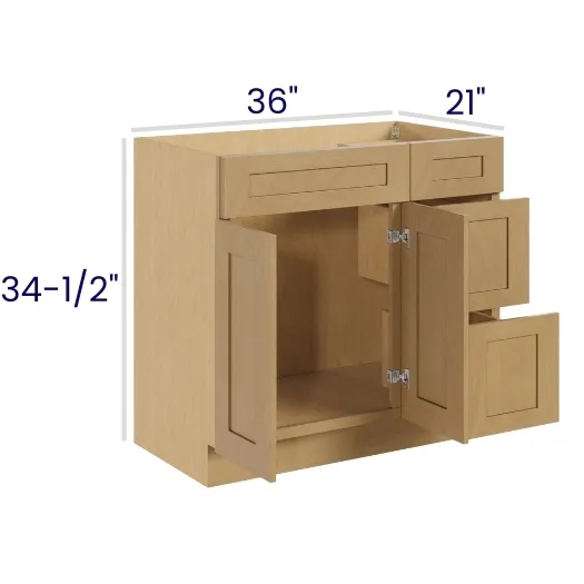 Oak Shaker Vanity Combo Bases Right