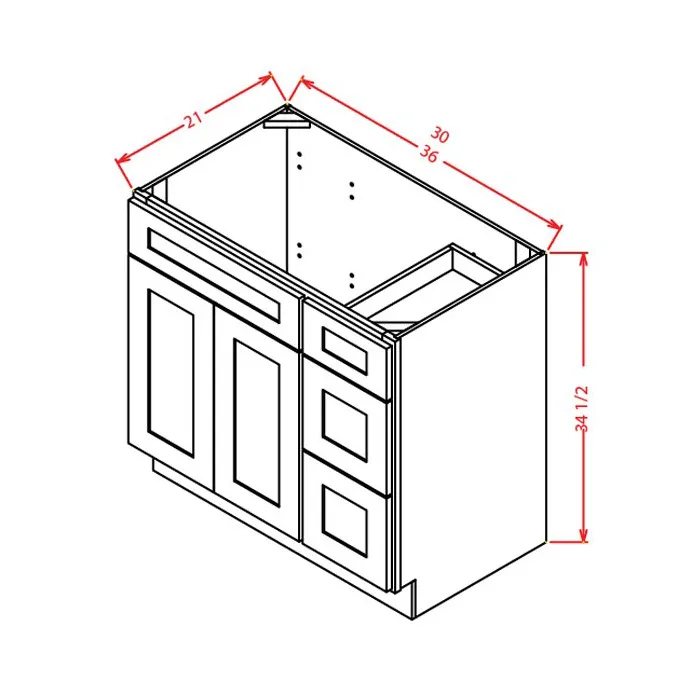 Red Cherry Vanity Combo Bases · Drawers Right