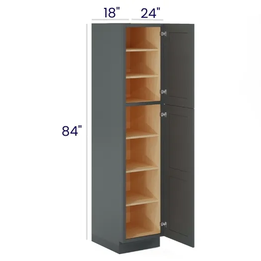 Heather Gray Shaker Utility / Pantry Cabinets · 2 Doors
