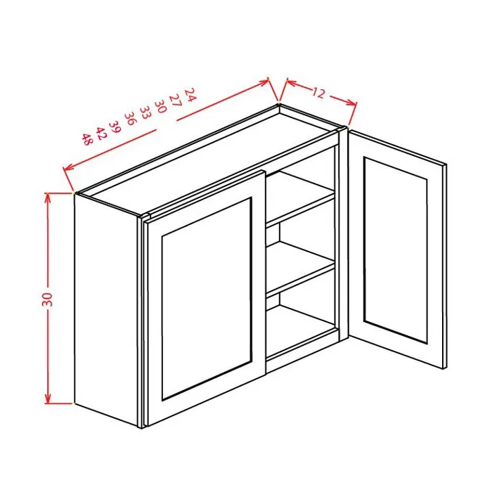 Red Cherry 30" High Wall Cabinets · Double Door