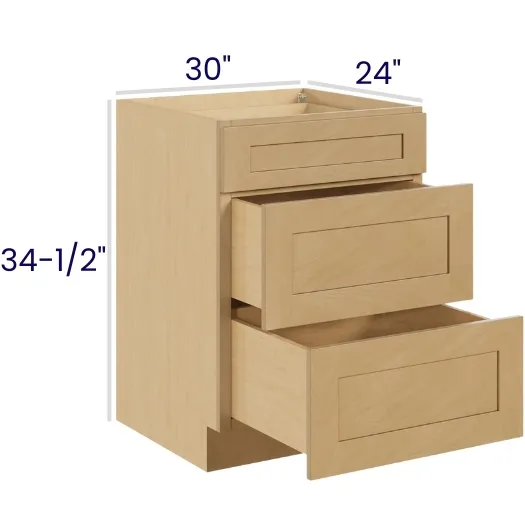 Oak Shaker 3 Drawer Bases