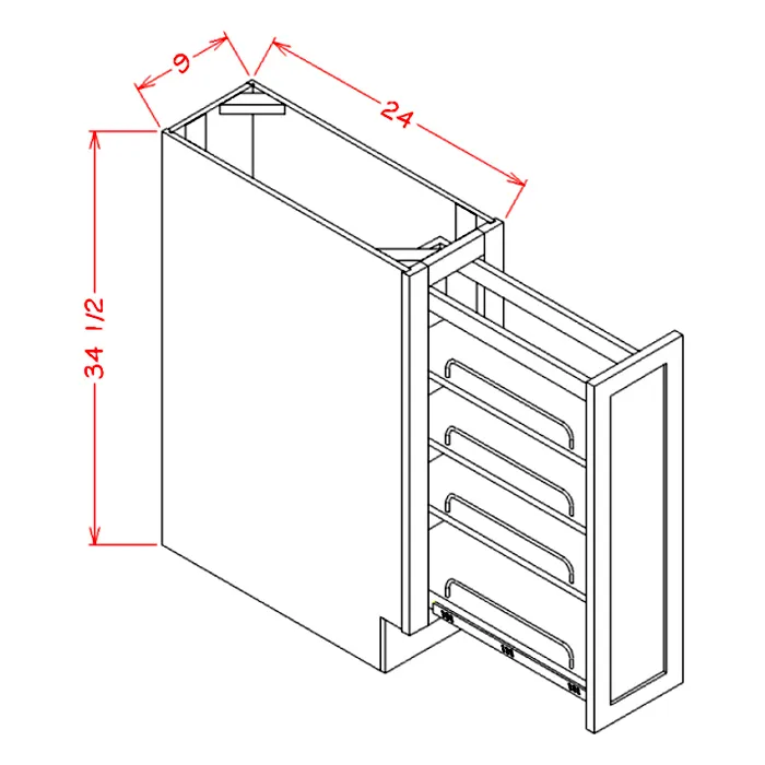 Heather Gray Shaker spice rack pull-out