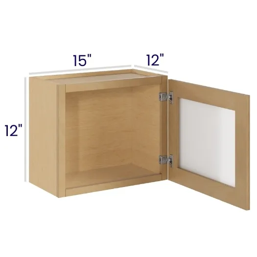 Oak Shaker 12" Tall Single Door Stacker Cabinets with Glass