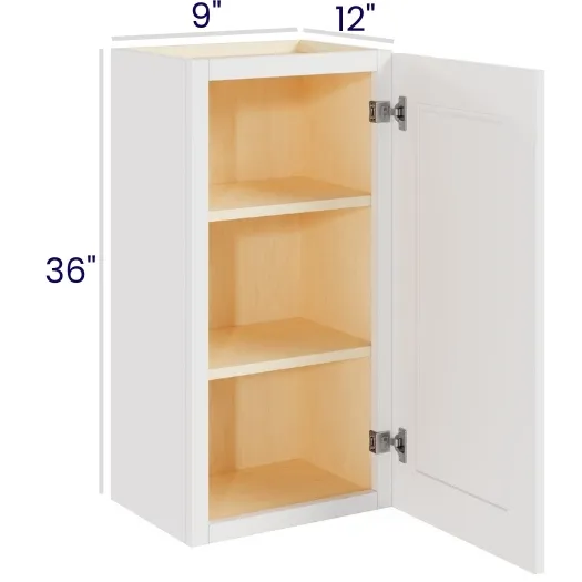 White Shaker 36" High Wall Cabinets · Single Door